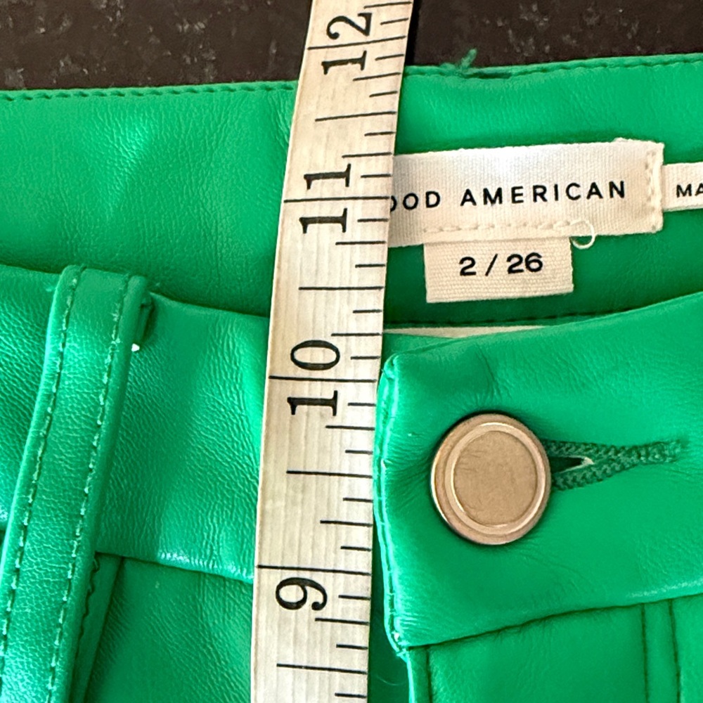 Good American Good Icon Faux Leather Pants Summer Green Size 2/26 - Picture 5 of 10